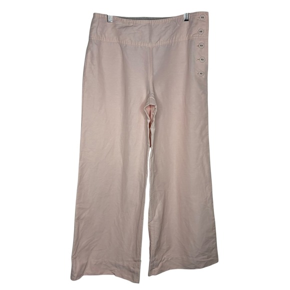 Cartonnier Pants - Cartonnier Anthropologie Womens 6 Light Pink Sailor Wide Leg Pants Linen Palazzo